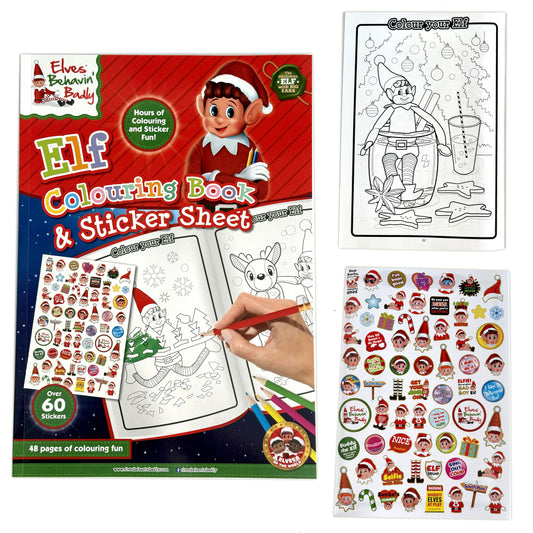 Mischievous Elf Coloring Book (with stickers)