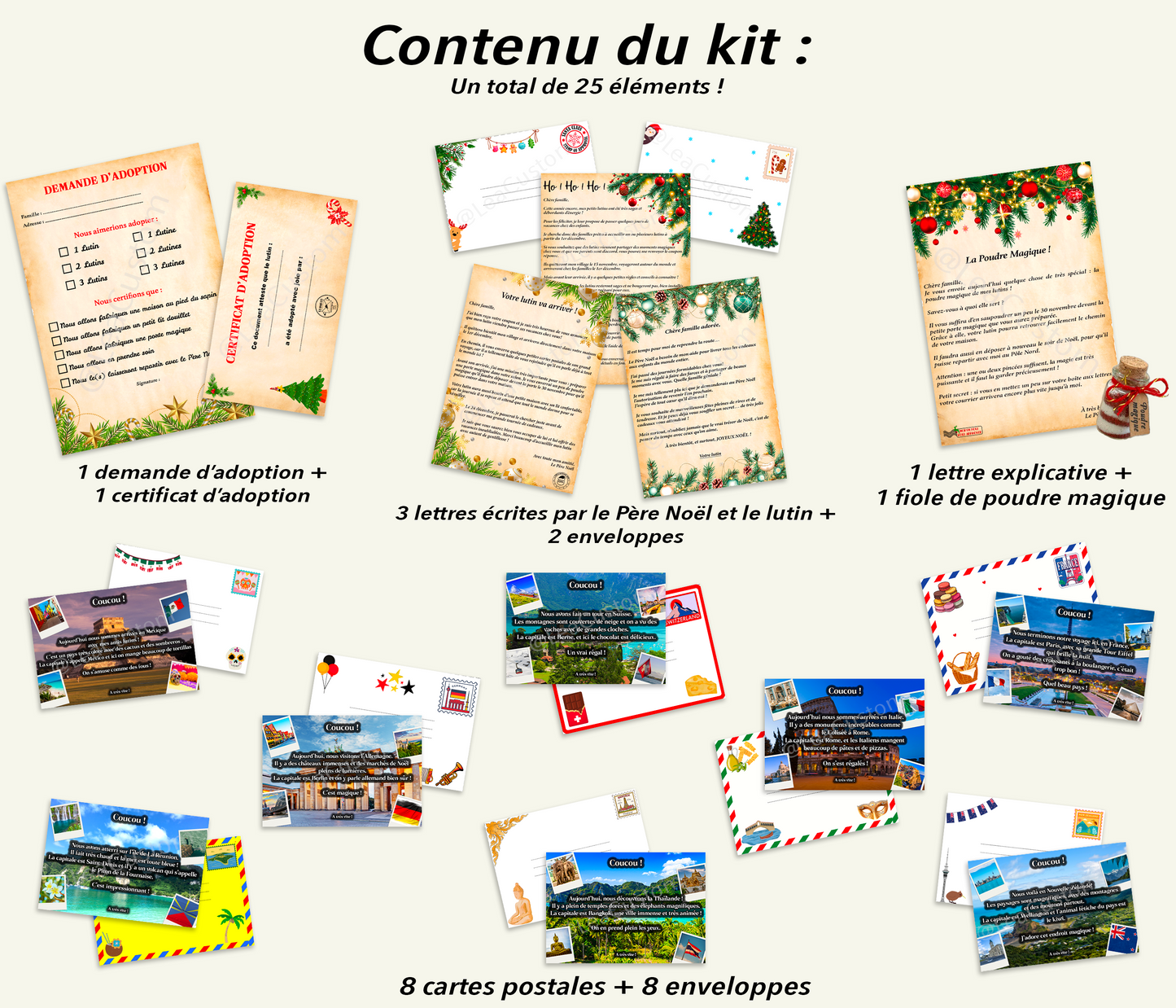 Box "Letters &amp; Envelopes from the Prankster Elves" – 25 magical items